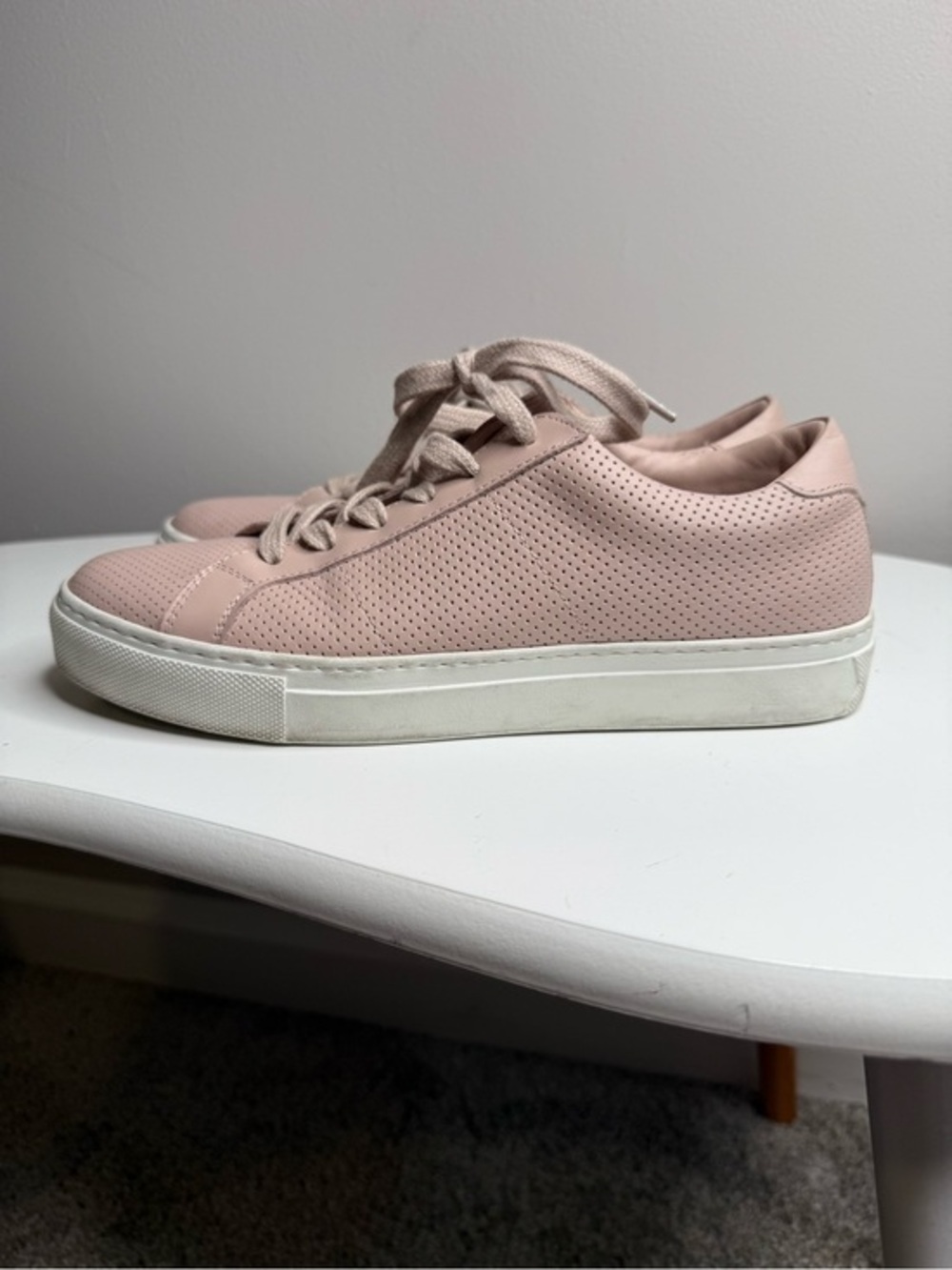 Greats Blush Pink Low-Top Perforated Leather Sneakers